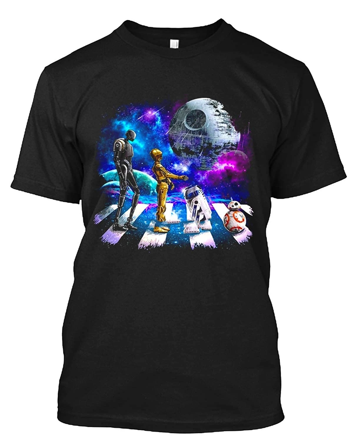 

Star Movie War R2D2 C-3Po Bb8 Walk In The Street T Shirt Gift Tee