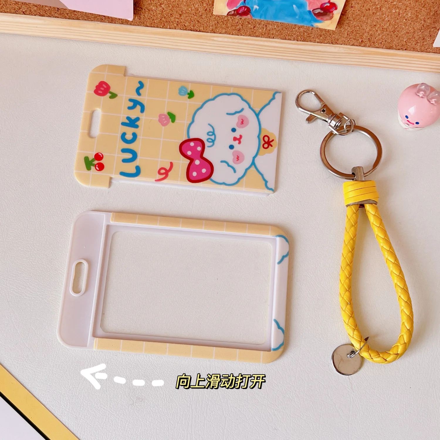 new kawaii tiger card holder for student cute puppy rabbit keychain photocard bus card cover korean school stationary free global shipping
