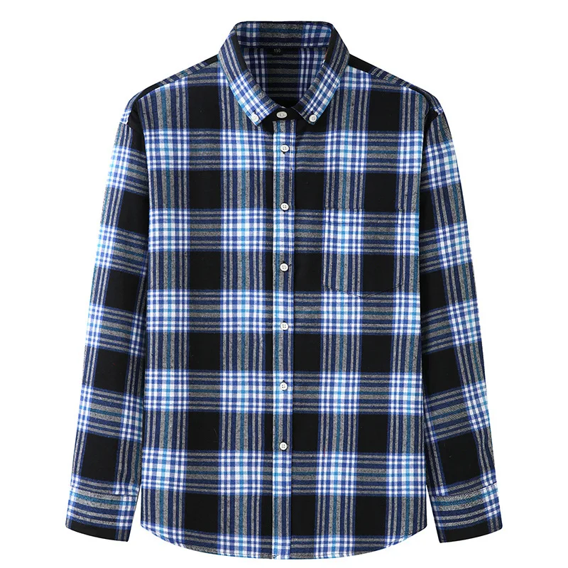 Plus Size Plaid Men Shirt Formal Checked Shirt Autumn Long Sleeve Blouses Large Size Oversize Tops Overhemd Korte Mouwen Heren