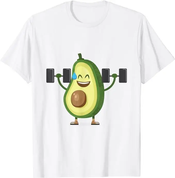 Happy Avocado Lifting Weights Workout футболка с забавным мультяшным рисунком одежда аниме-узором