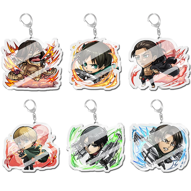 

Anime Attack On Titan Keychain Cartoon Levi Ackerman Eren Jaeger KeyChain Pendant Cosplay Two-sided Acrylic Keyring Jewelry Gift