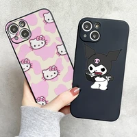 hello kitty kuromi phone case for funda iphone 11 12 13 pro max mini x xr xs se 2020 6 7 8 plus celular etui black carcasa
