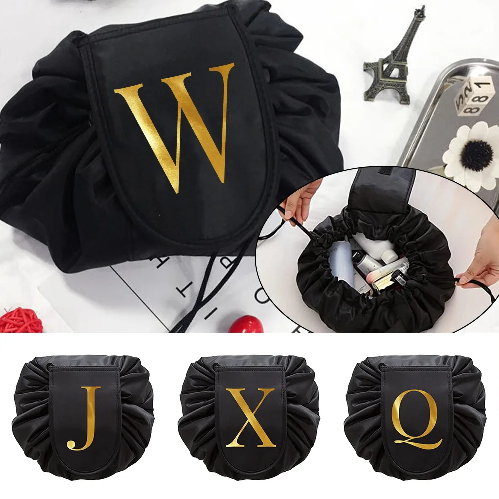 

Letter Print Lazy Cosmetic Storage Bag Women Magic Pouch Folding Makeup Bag Portable Travel Storage Wash Bag Organizer Toiletry