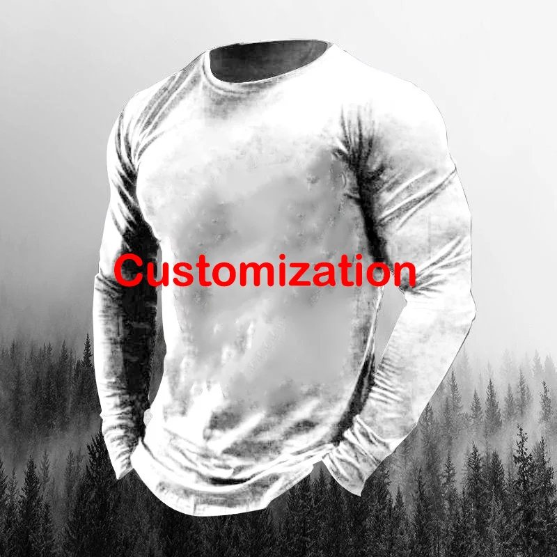 

Custom Cotton Men's Long Sleeve T-shirt Diy Your Idea O Neck Oversized Men's Clothing