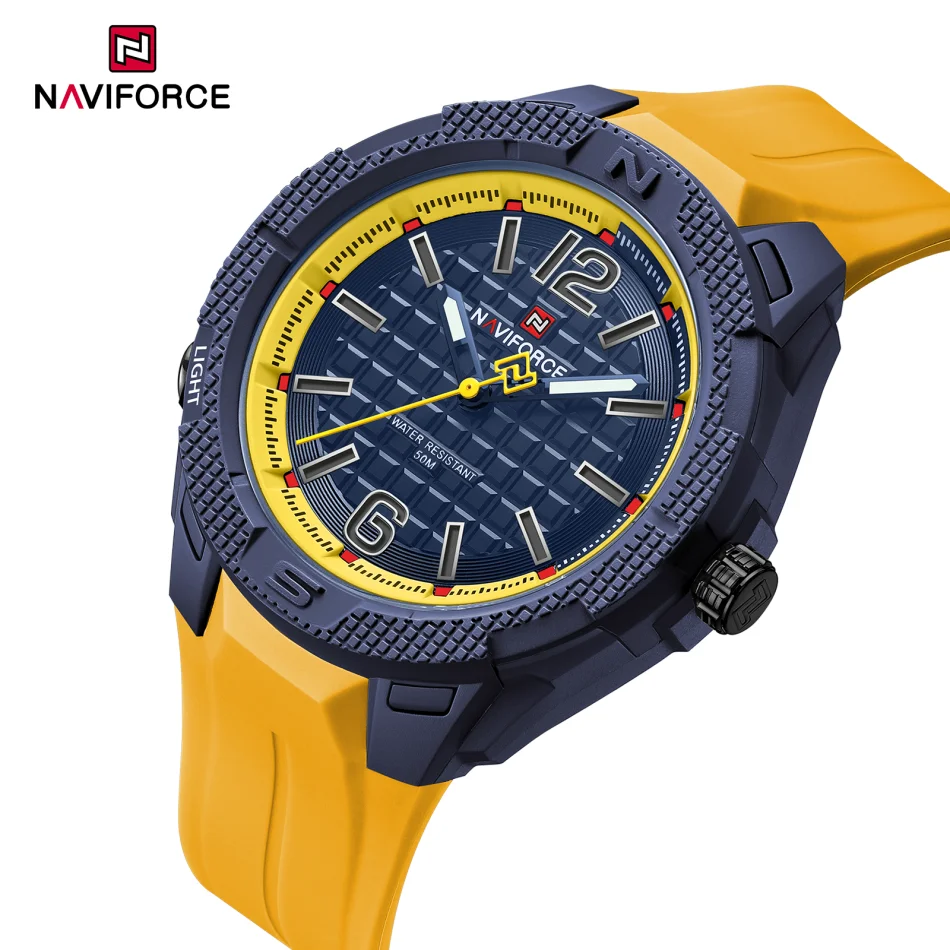 Фото Новые NAVIFORCE лучший бренд мужские спортивные часы 5ATM водостойкий модный хронограф ремешок из ТПУ кварцевые наручные часы Relogio Masculino №4