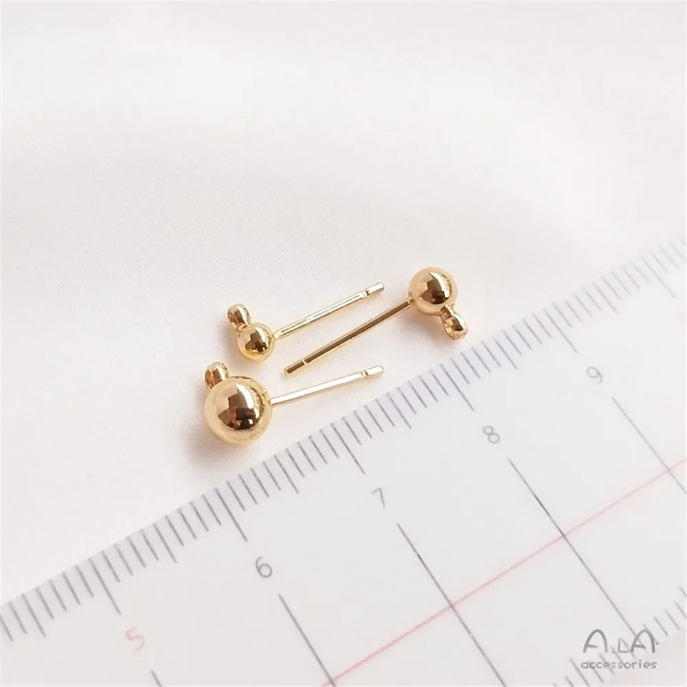 1 пара 14-каратных позолоченных шариковых игл гвоздей для ушей с подвесным кольцом