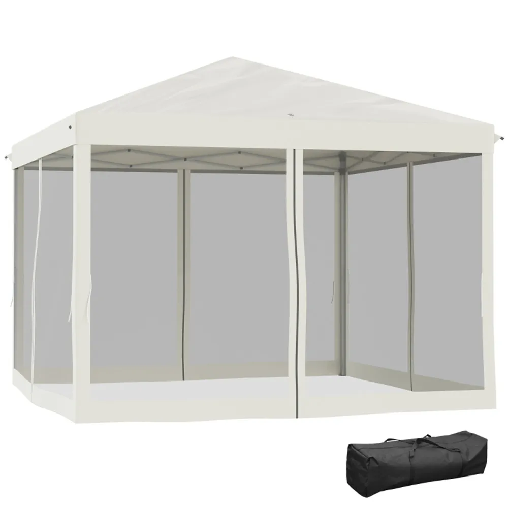 Party Tent With Netting, Instant Gazebo Ez Up Screen House Room With Carry Bag Height Adjustable-as[us-stock]