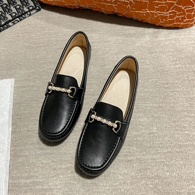 Ranbetty Women's Cow Leather Casual Penny Loafers Ladies Moccasins Soft Casual Walking Driving Comfort Slip-On Fashion Boat Shoe