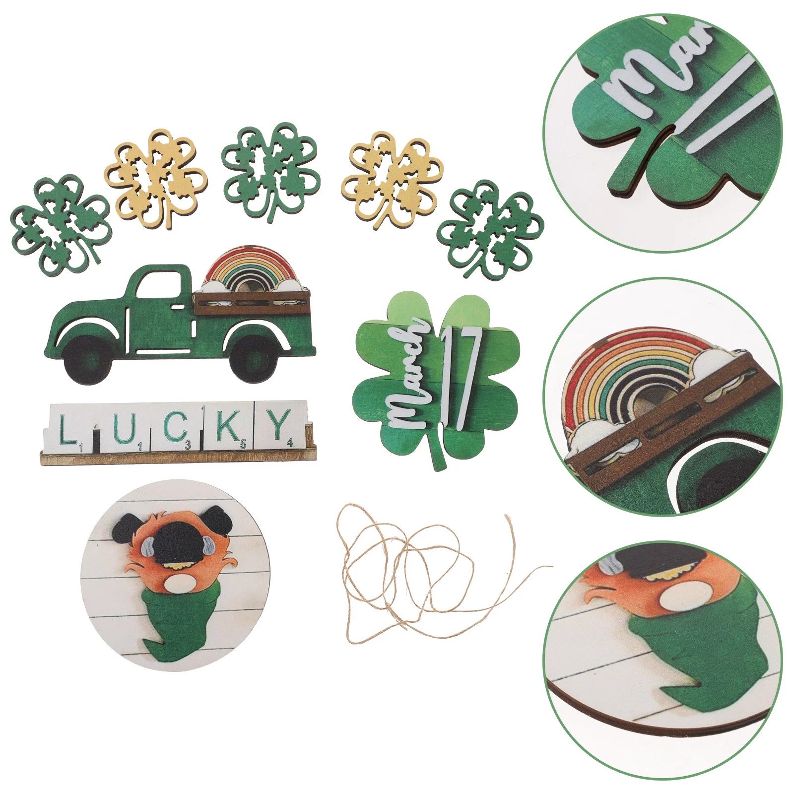 

Patricks St Day Decoration Tray Wooden Leaves Tiered Tabletop Sign Cutouts Signs Decor Hanging Chips Party Shamrock Farm