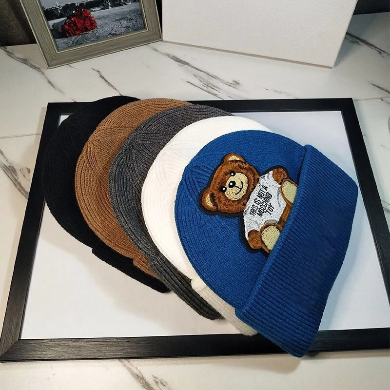 

Модная вязаная шапка из кроличьего меха, зимняя шапка Baotou с надписью, теплая плотная шерстяная шапка для женщин на осень и зиму