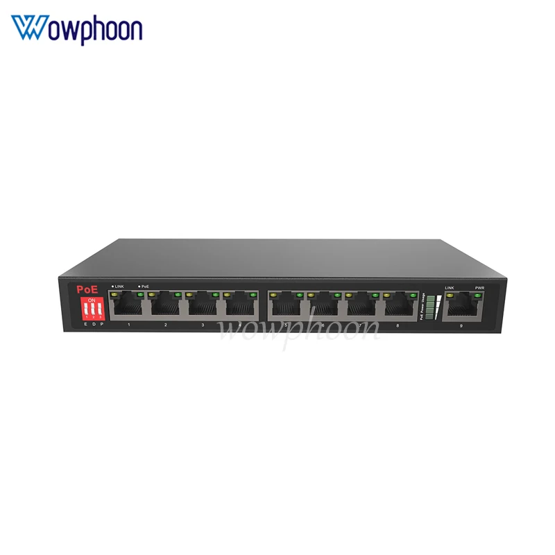 9-Port 10/100M unmanaged AI PoE switch 8 PoE ports and 1 RJ45 port