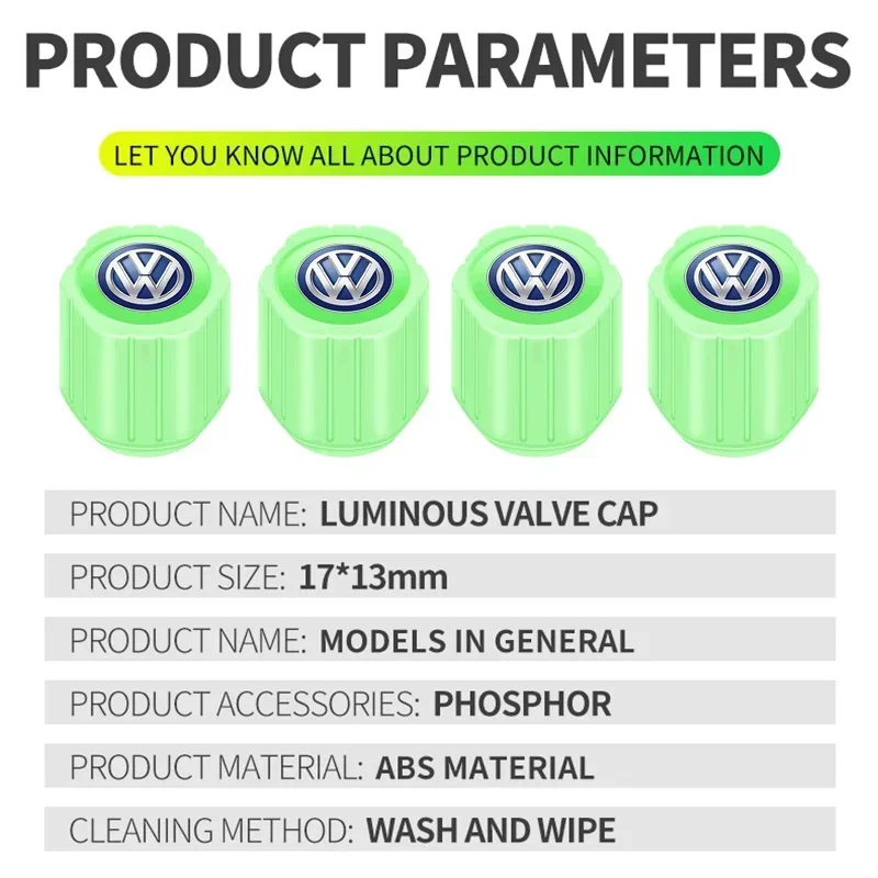 VW для Volkswagen флуоресцентные колпачки автомобильных штоков клапанов шин крышка