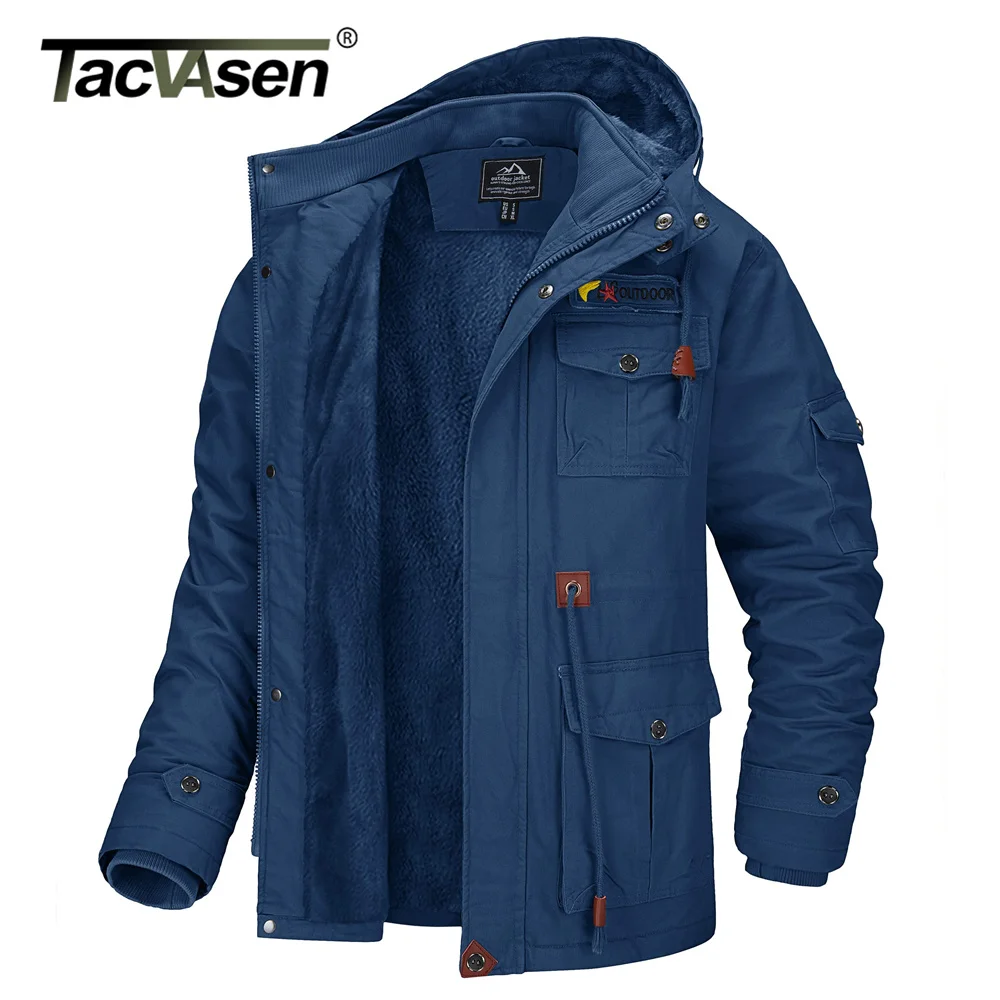

Ветрозащитные зимние мужские пальто с капюшоном TACVASEN, куртки с флисовой подкладкой, Военная Тактическая армейская верхняя одежда, мотоциклетные пальто, походные парки
