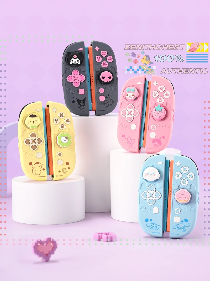 Фото Официальный мягкий защитный чехол Sanrio Jixiang для NS2 Joy‑Con, силиконовые чехлы, прочные, устойчивые к царапинам, с мультяшным рисунком, игровые аксессуары №2
