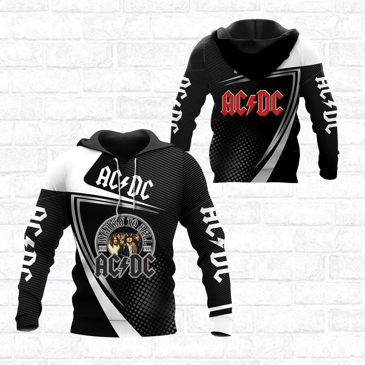 

New spring and autumn brand AC⚡DC logo casual men's 3D digital printing hooded zipper shirt sports fashion unisex jacket AC06