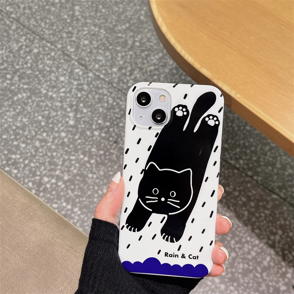 Милый мультяшный рисунок иллюстрация капли дождя Кот Стенд чехол для телефона