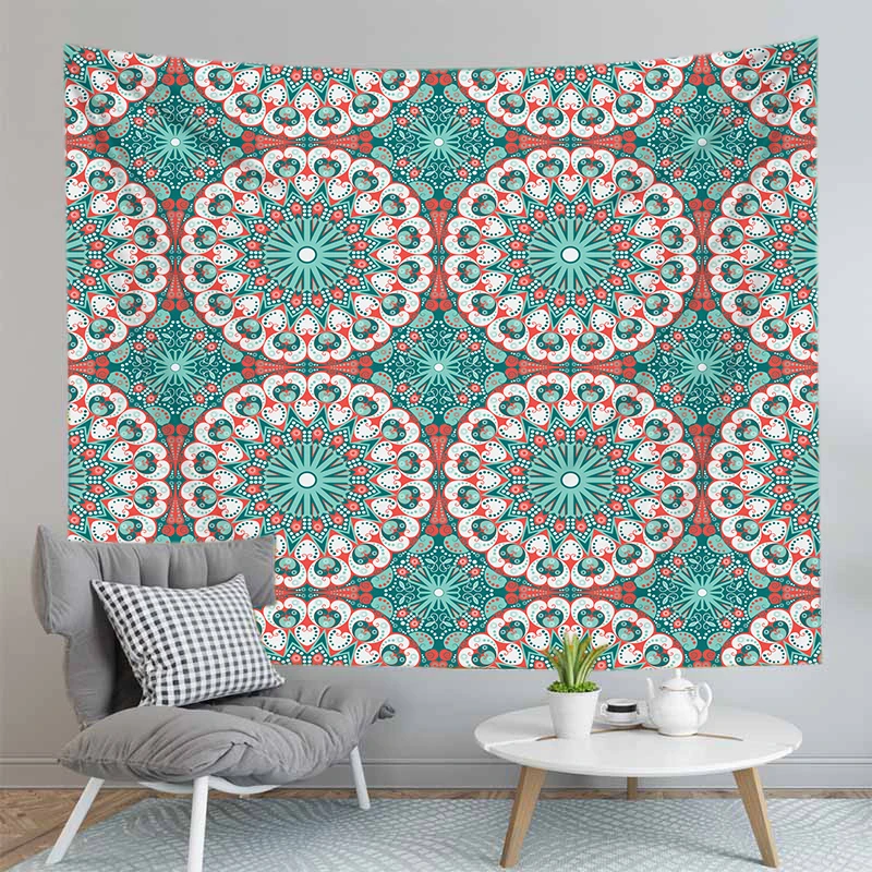 

Psychedelic Mandala Wall Tapestry Retro Rectangular Indian Decor Tapestry Hippie Wall Hanging Tapestry Bedroom Background Decora