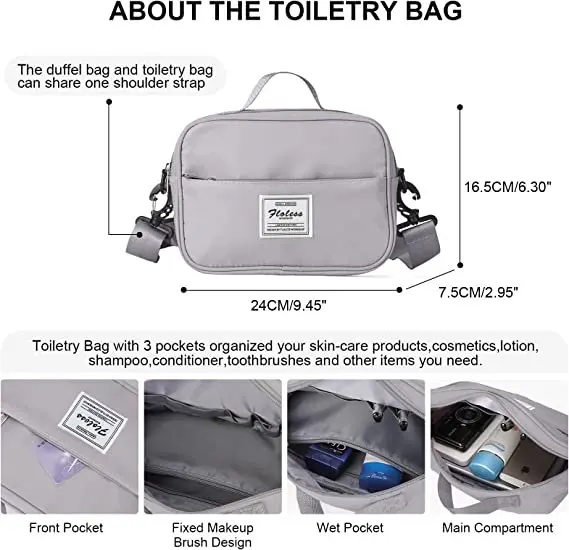 Travel Duffel Bag, Sports Tote Gym Bag, Shoulder Weekender Overnight Bag for Women