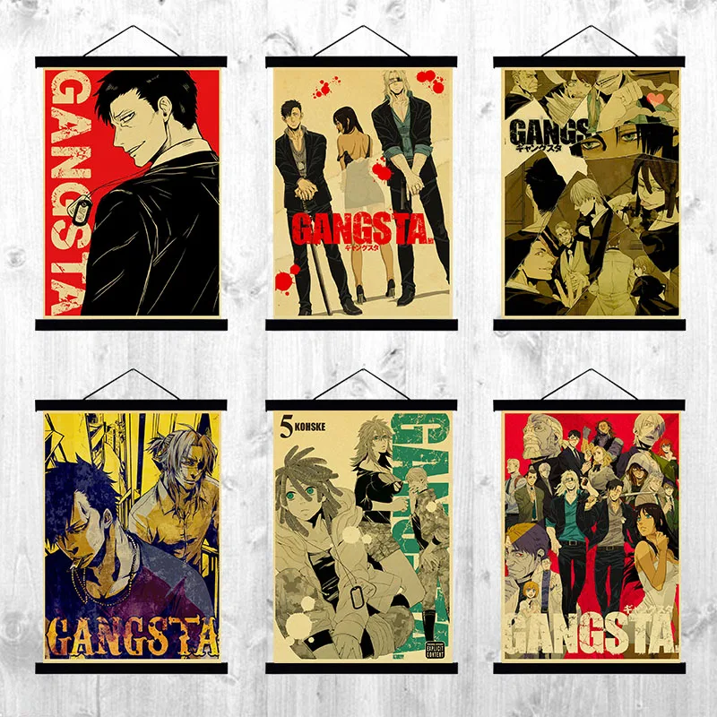 Винтажный постер Gangsta из крафт-бумаги японские Молодежные комиксы Аниме Манга