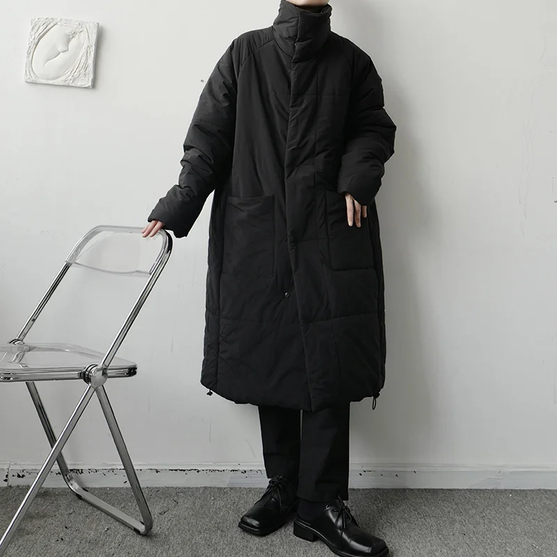 Winter Jacket Men Warm Fashion Black Thickened Down Jacket Men Japanese Streetwear Loose Oversize Thick Long Coat Mens Parker