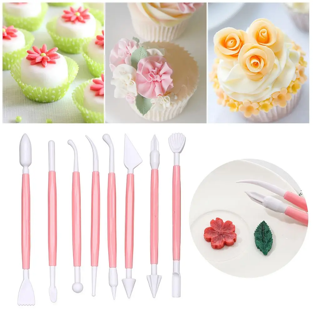 

8pcs Plastic Modelling Tools Baking Accessorie DIY Cake Tool Fondant Flower Cake Carved Group Sculpture Group