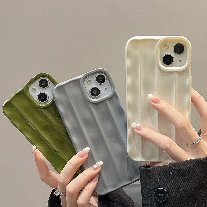 Premium Sense Pleated Phone Case for IPhone14 14Promax 13Promax 11Promax X XSMax 12 Soft Case Full Pack Protective Case Silicone