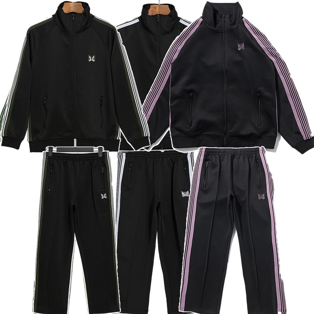 Butterfly Men Women 1:1 High Quality Hip Hop Streetwear Embroidery Ribbon Needles Jacket Stripes Sports and Leisure Coats