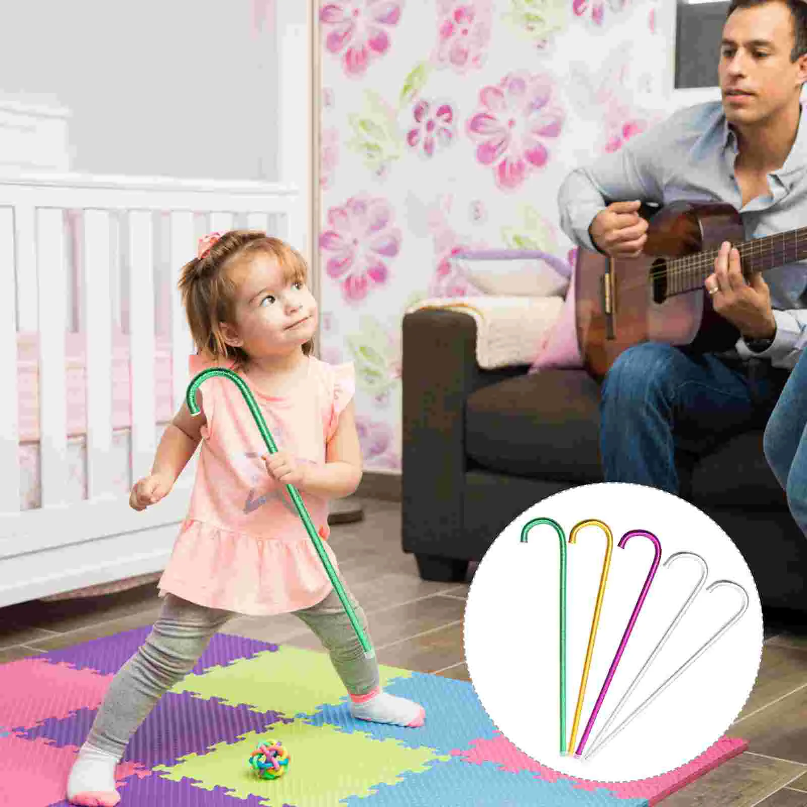 

5 Pcs Santa Accessories Children Crutch Shepherds Crook Decorate Jazz Decorative Props Handle Dance Cane Jazz Cane Toddler