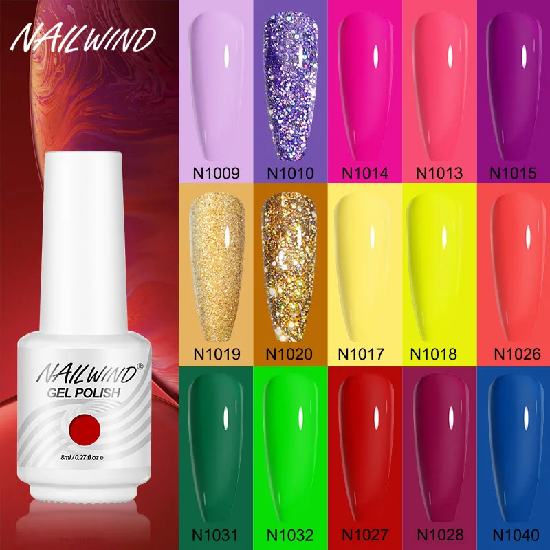  NAILWIND Gel Nail Polish Semipermanent Varnish UV Color Nail Glue Pink Nail Polish Glitter Led Esmalte Top Base Coat Gel Varnish 