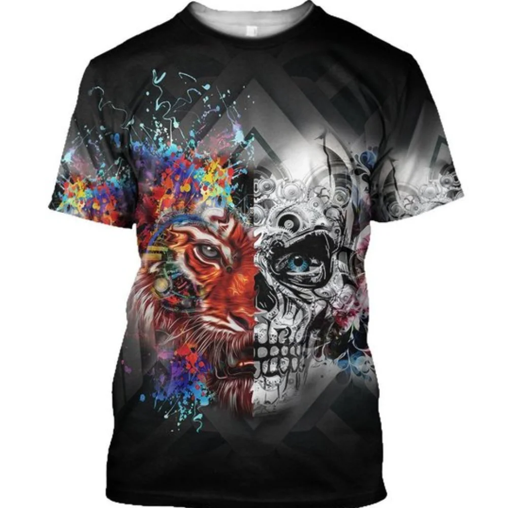 

Футболка мужская оверсайз с рисунком тигра, Модный повседневный топ с 3D-принтом животных, с коротким рукавом, уличная одежда, на лето