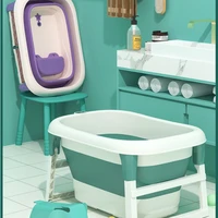 household baby bathtub intelligent temperature sensing portable bathtub thickened folding bathtub convenient bathroom barrel