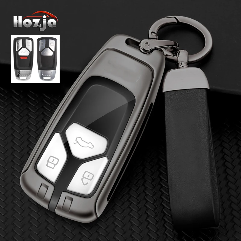Чехол для ключа автомобиля из цинкового сплава с кожаной отделкой и 3 кнопками для Audi A4 B9 A5 A6 8S 8W Q5 Q7 4M S4 S5 S7 TT TTS TFSI RS Sline.