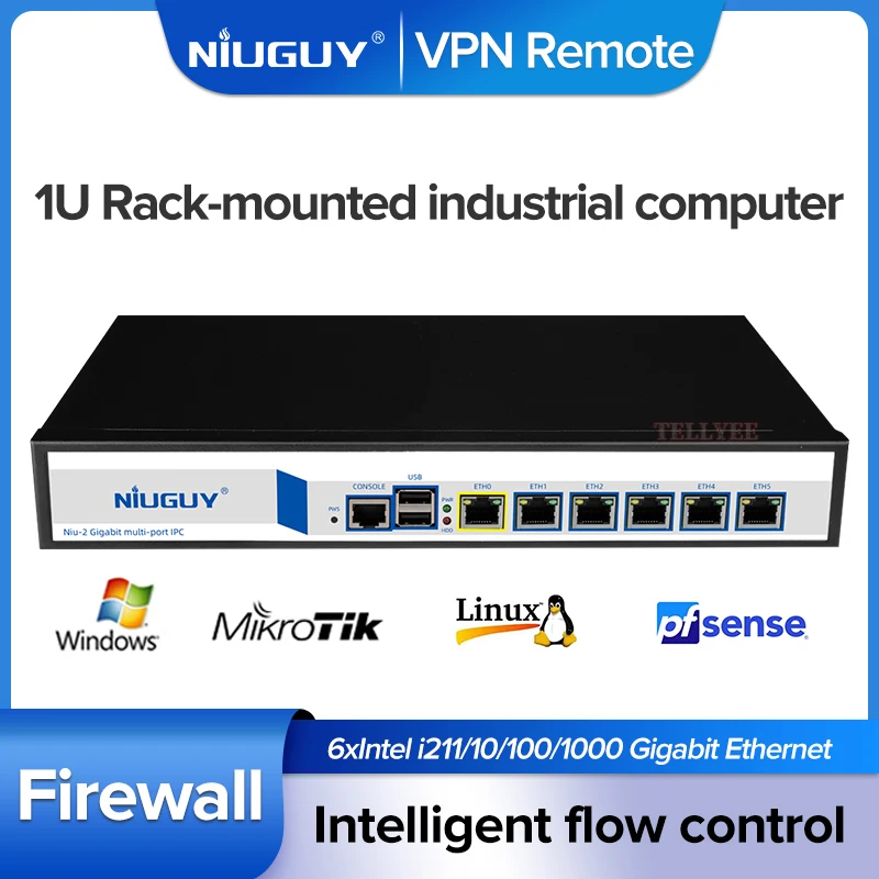 Niu-2 Gigabit multi-port IPC, firewall, VPN, Router, network security equipment, [6 Intel Gigabit LAN / 2USB / 1COM / 1VGA]