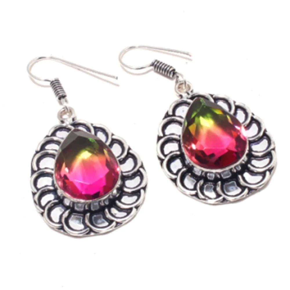 

Двухцветные серьги с серебряным покрытием из меди, 48 мм, E3866