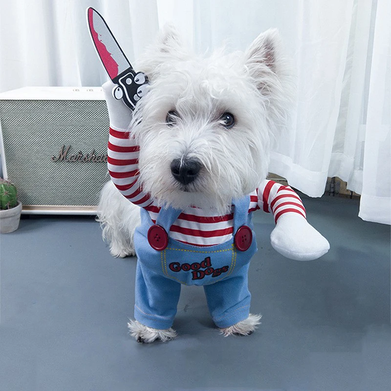 

Funny Dog Clothes Dogs Cosplay Costume Halloween Comical Outfits Holding A Knife Set Pet Cat Dog Festival Party Clothing 2023