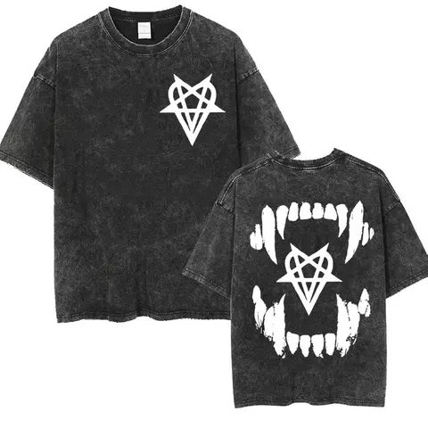 Retro yıkanmış playboi carti ben müzik logosu tişört afyonu ken carson narsisist tur antagonist rap tişörtler erkek büyük boy tees