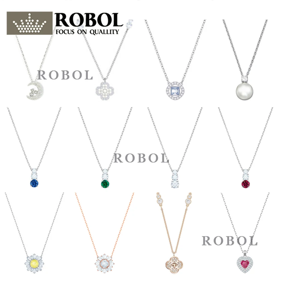 

High Quality XL012 Necklace Jewelry Necklace Imitation Gemstone Simple Silver Moon Heart Shape Sun Flower Shape