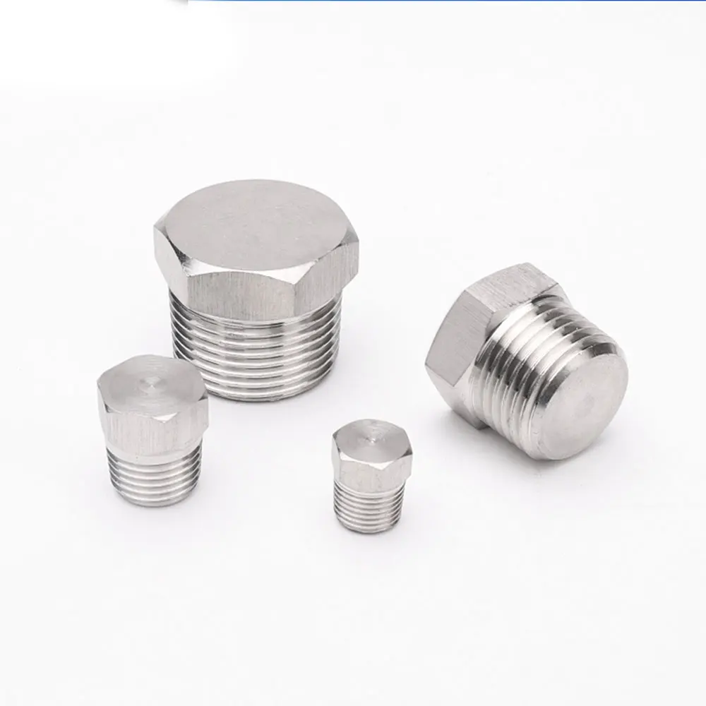 1/8" 1/4" 3/8" 1/2" 3/4" 1" 1-1/4" 1-1/2" 2" BSPT NPT Außengewinde 316 304 Edelstahl Senkkopfstopfen Vierkantkopfkappe – Detail 3
