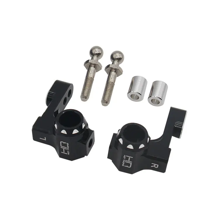 

Hot Racing black anodized aluminum front steering blocks with Bump Steer Kit fix steering geometry for Tamiya Blackfoot Monster