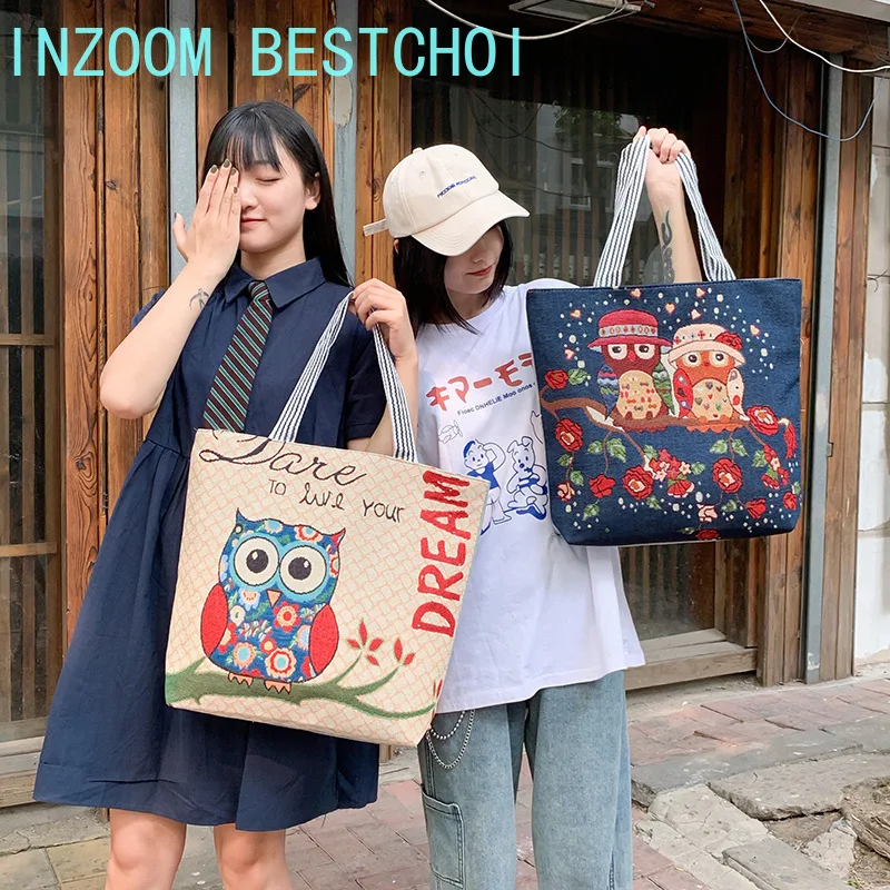 

2023 Fashion Canvas Korean Style Simple Shoulder Bag Ladies Large-capacity Shopping Portable Package Multi-function All-Match