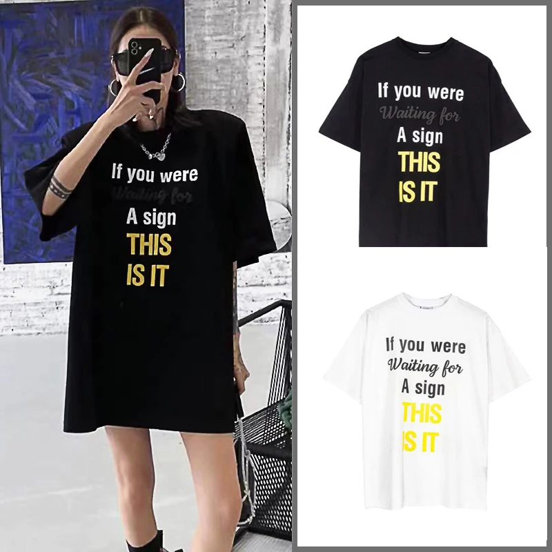 

2023 High Quality T Vetements Logo Men T-shirt 1:1 Letter Print Vetements Shirts Slightly Oversize VTM Women Tops Short Sleeve