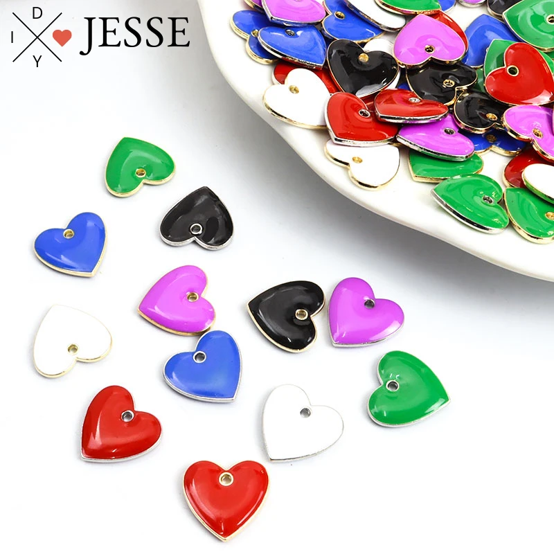 

6Pcs Trendy Enamel Double Love Heart Charms Colorful Bright Sweet Pendant For Women Jewelry DIY Making Various GIft Accessories
