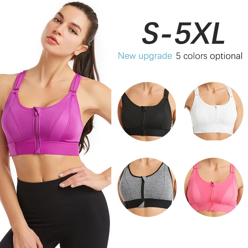 

Adjustable Front Zipper Sports Bra Shock-proof Non-steel Ring Yoga Vest Cross Back Underwear For Women Fitness Vest Bra