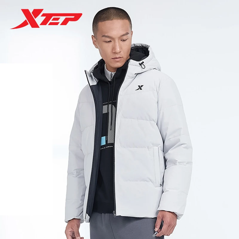 

Xtep Down Jacket Men'S 2022 Winter New Hooded Windproof Jacket Warm Duck Down Jacket Loose All-Match Cotton Coat 878429190231