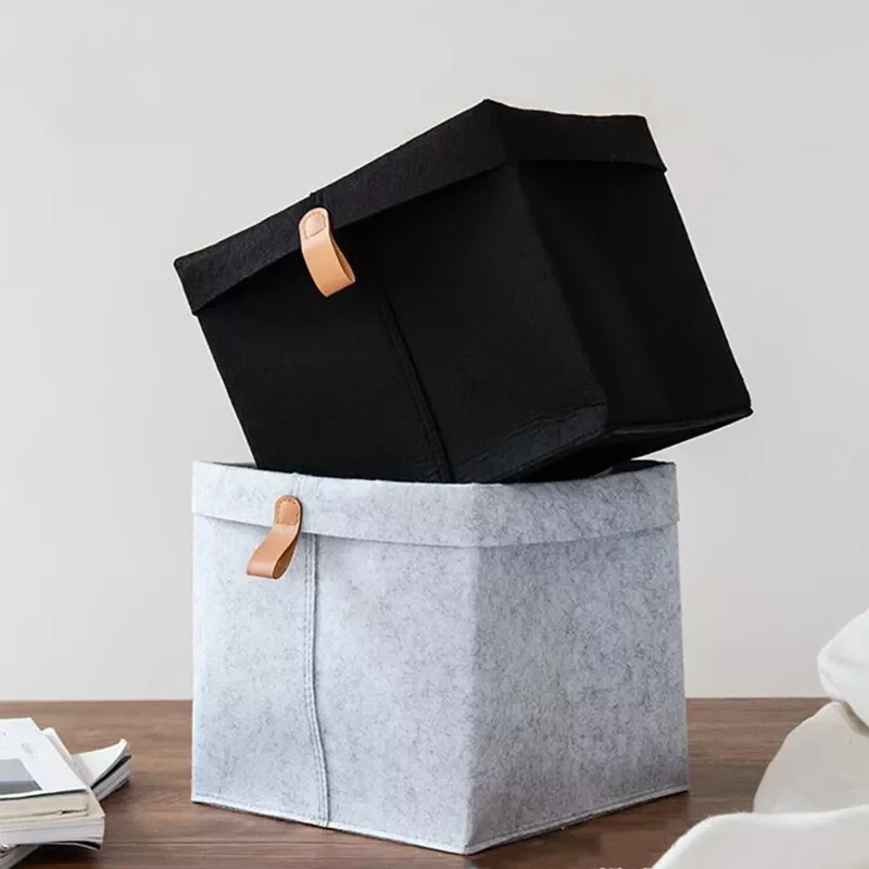 

2023NEW Socks Box Baskets Black Sundries Tea Bedroom Closet Cloth Drawer Felt Decor Storage Table Living Bathroom Organizer Home