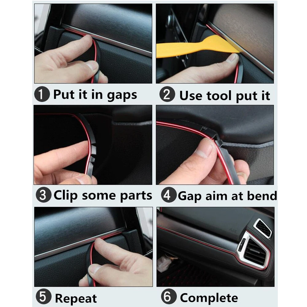 Блестящая Гибкая Декоративная полоса для салона автомобиля отделочная 5 метров