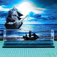 cruise ship fluid drift bottle titanic table black pearl decoration couple birthday gift mini decompression home decor boat