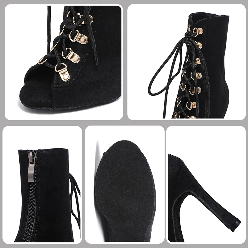 SWDZM Lace Up Jazz Dance Shoes High Heels Ballroom Latin Tango Shoes Open Toe Soft Sole Party/Casual Plus Size Dance Shoes