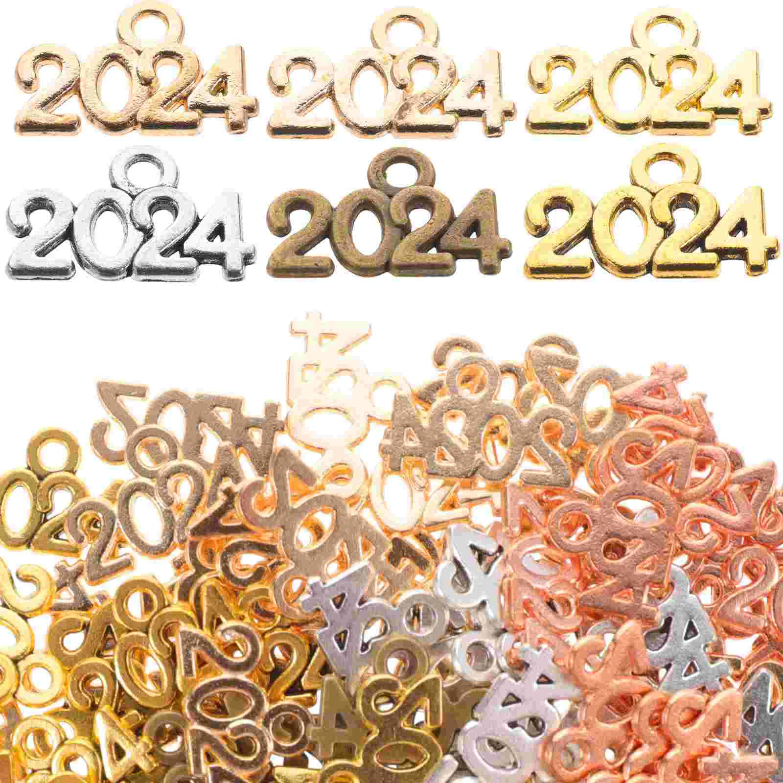 

100 Pcs Graduation Hat 2024 Pendant Choker Cap Tassel Charm Alloy DIY Jewelry Supplies