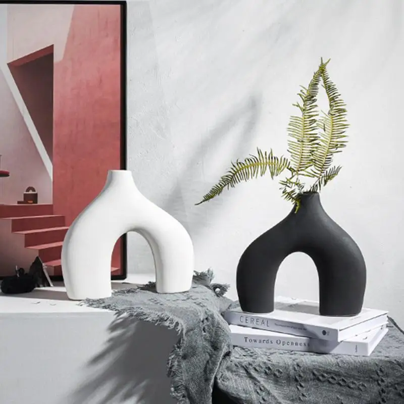

Nordic Ceramic Vase Irregular Ceramic Flower Arrangement Vase Home Living Room Decor Accessories For Indoor Office Desktop Decor
